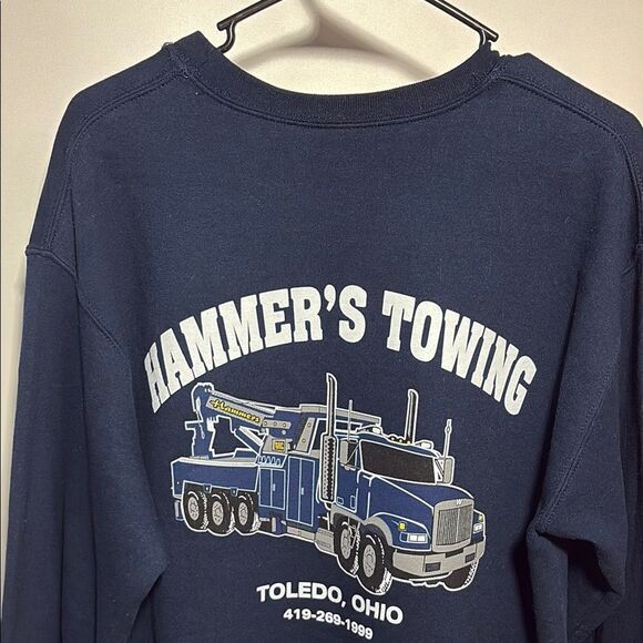 Gildan Blue Crewneck Sweater Classic Cotton Blend - Picture 8 of 9